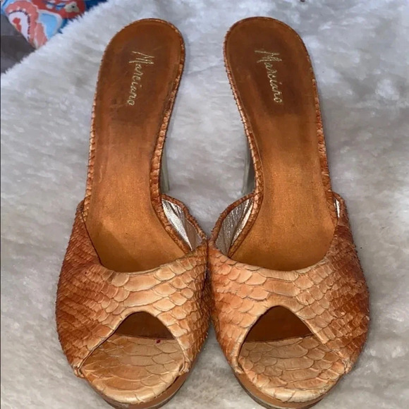 Marciano croc leather open toe stiletto  mules Sz 9.5 - Picture 5 of 16